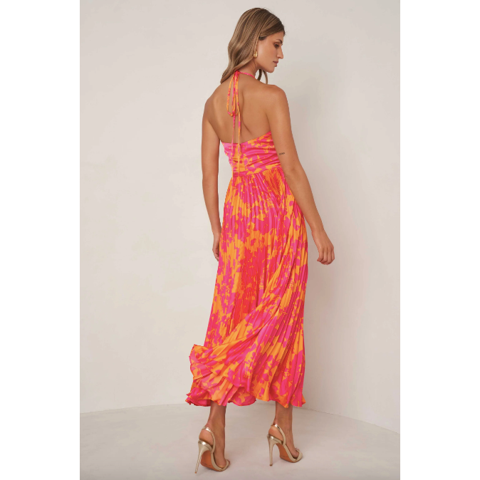 knee length dresses for ladies Hailey Floral Accent High Slit Midi Dress main image 1