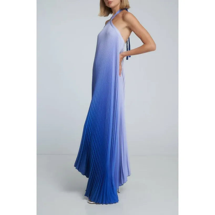 Deesse ocean high neck pleated dress, view 4