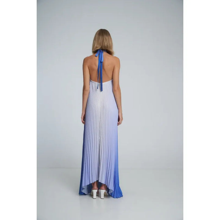 Deesse ocean high neck pleated dress, view 2