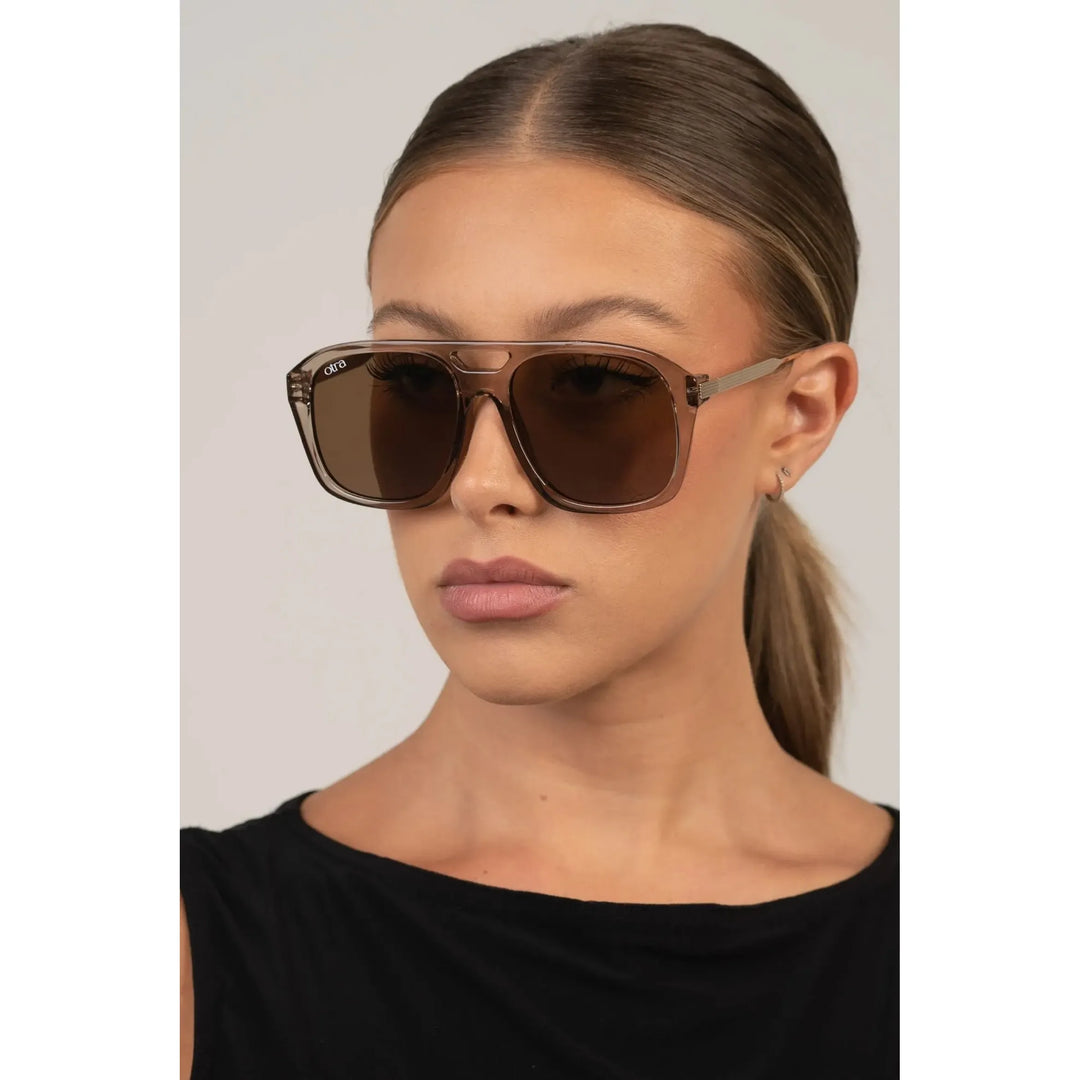 Reina Transparent Olive Sunglasses, view 2