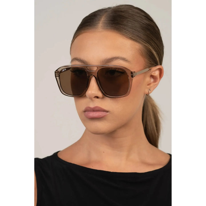 Reina Transparent Olive Sunglasses, view 2