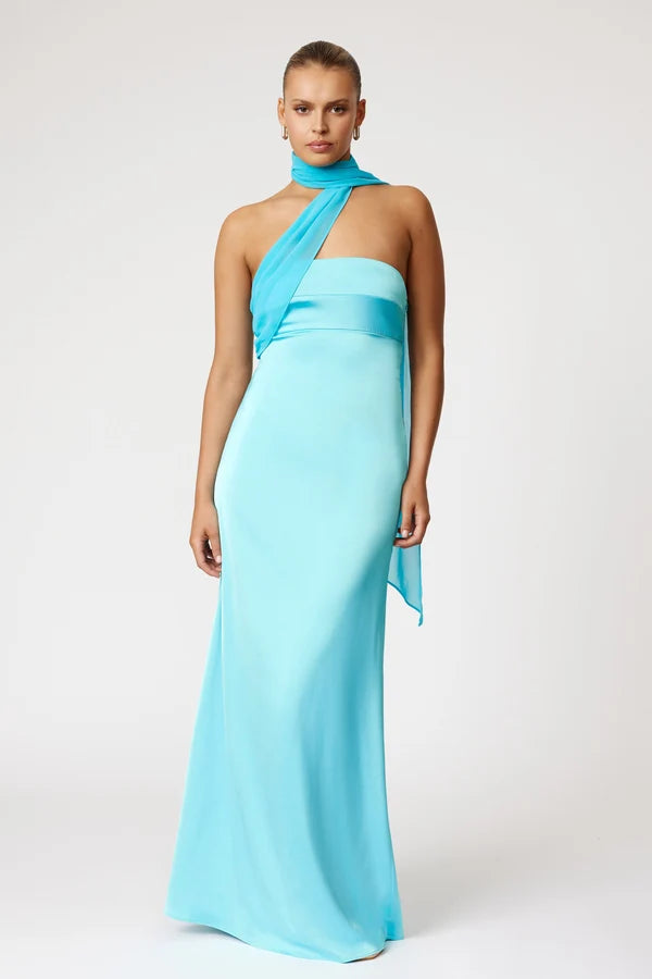 Hali lagoon silk open back maxi dress, view 2
