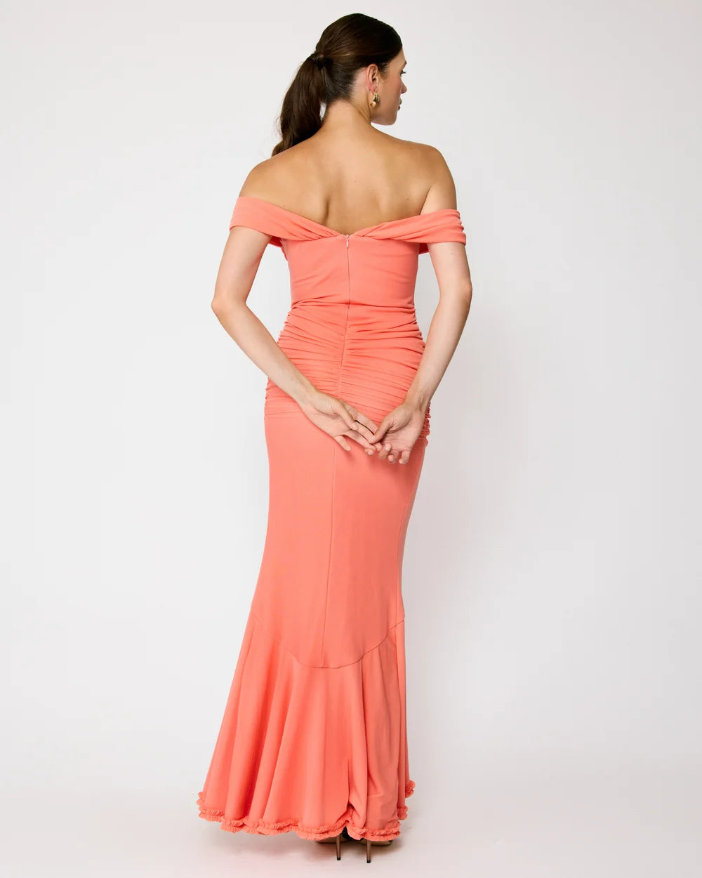 Soller coral ruffle maxi dress, view 2
