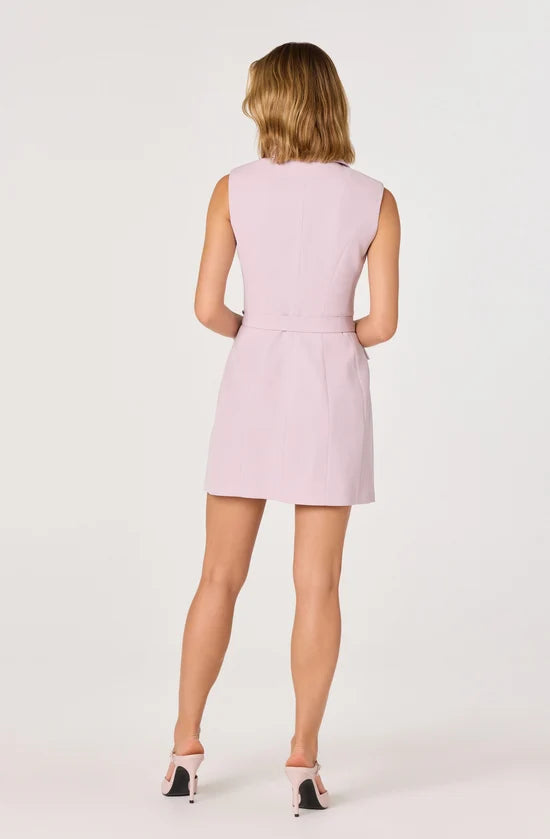 Kesari dusty pink pleated mini dress, view 2