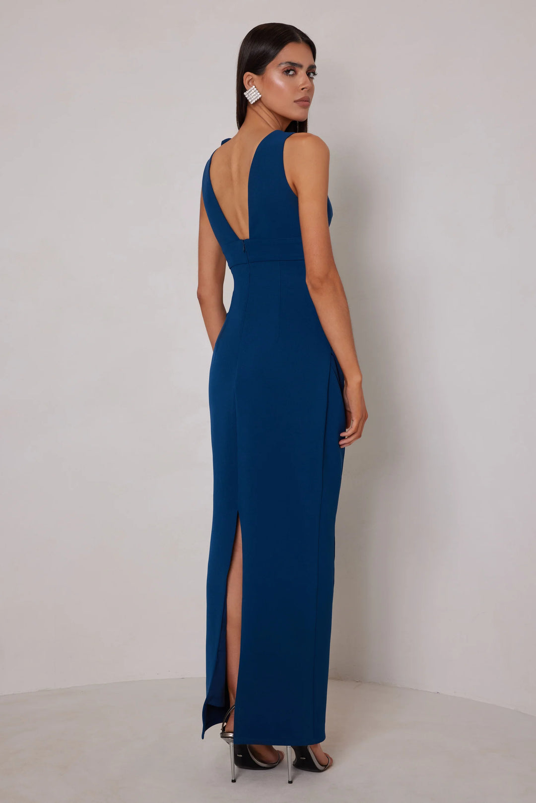 Alyana blue one shoulder floral maxi dress, view 2