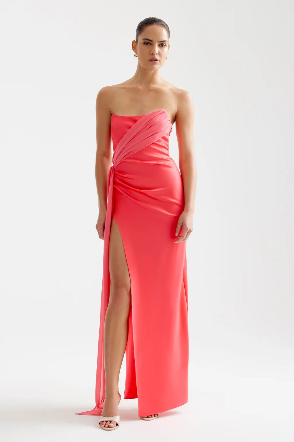 Aura cranberry strapless dress