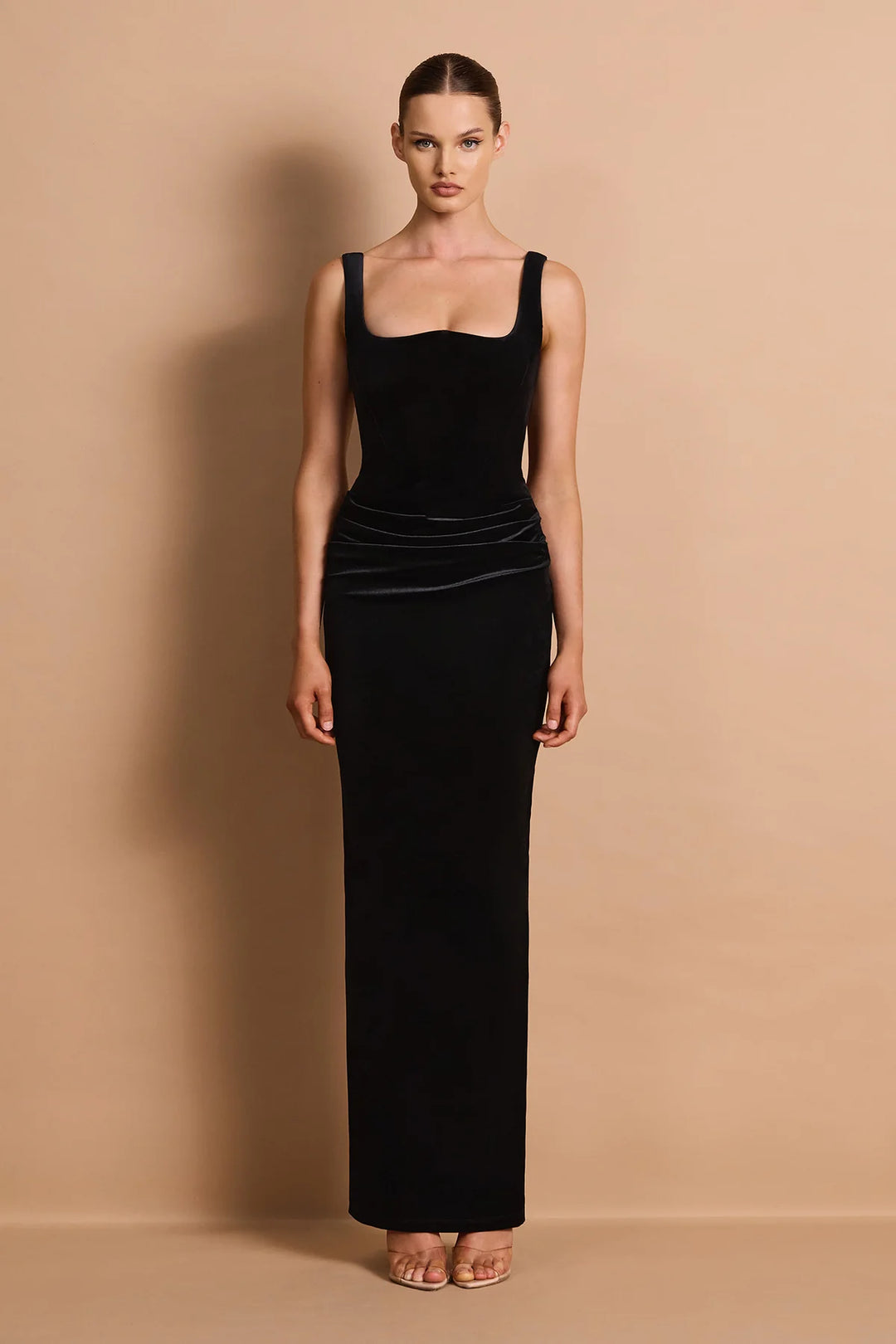 Veda black velvet maxi dress
