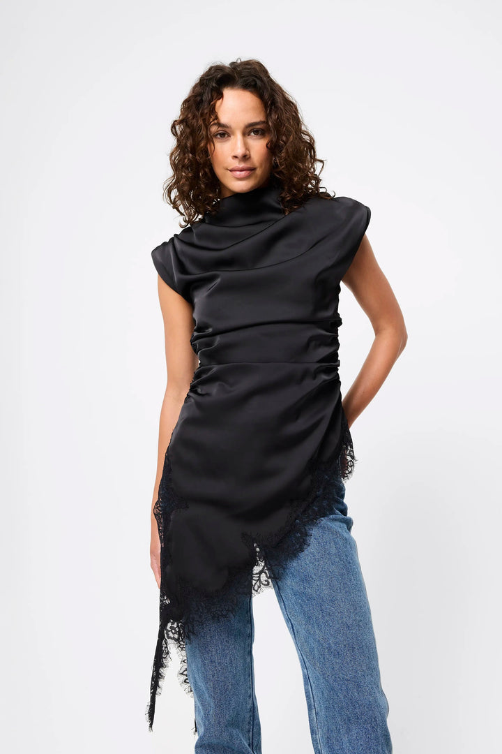 Eclispe black lace high neck top