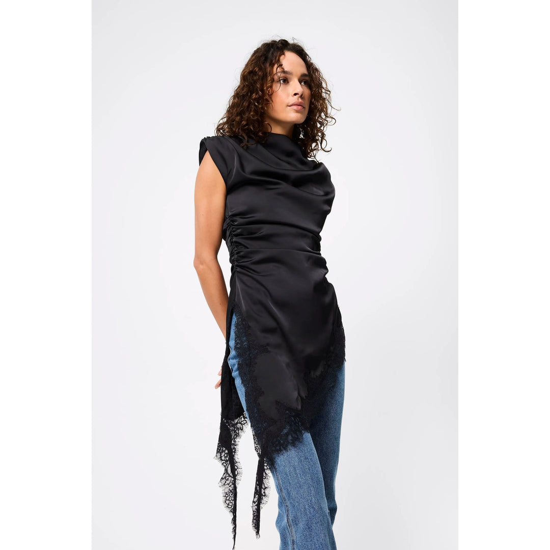 Eclispe black lace high neck top, view 2