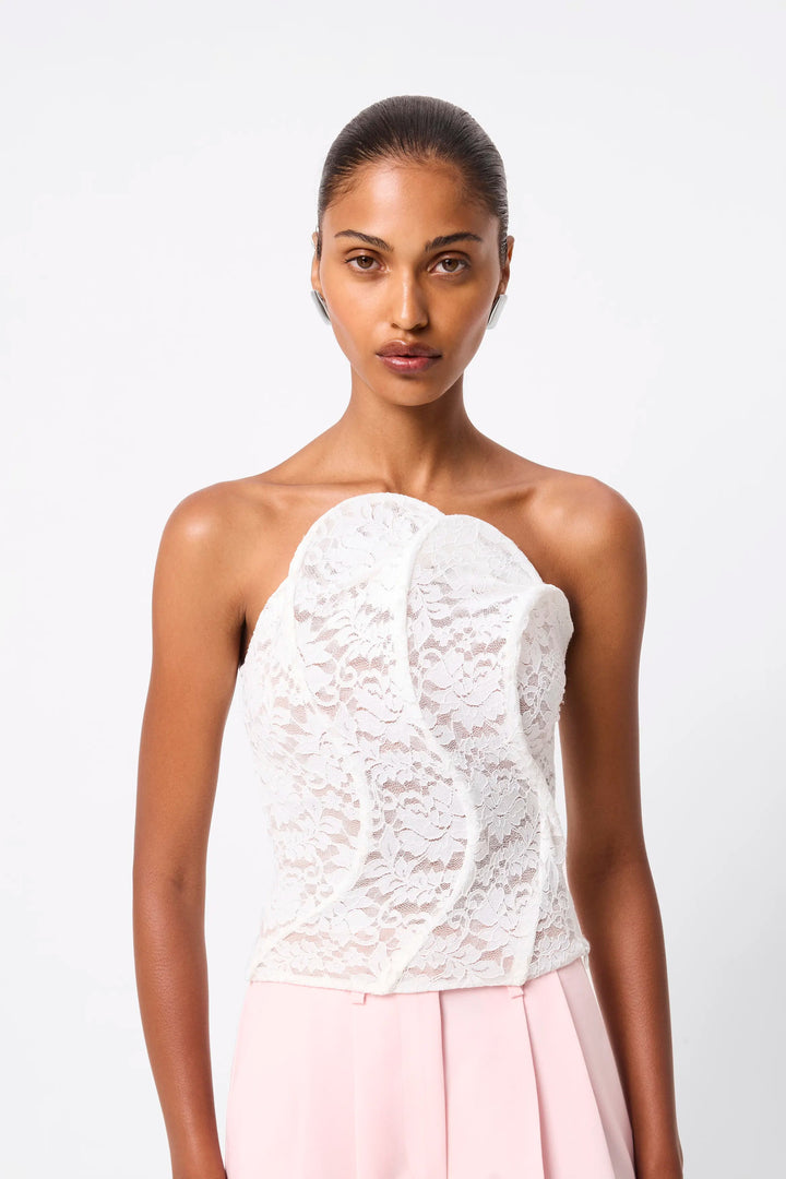 Lucia white lace strapless top, view 3