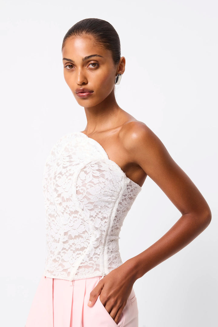 Lucia white lace strapless top, view 2