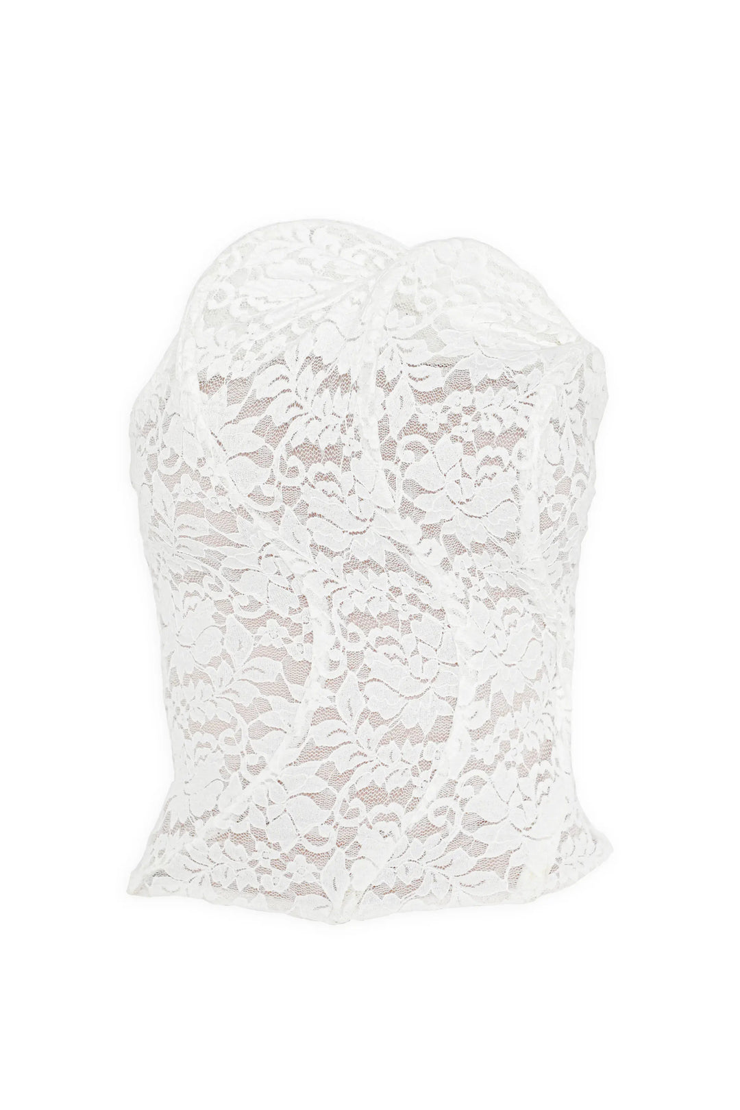 Lucia white lace strapless top, view 4