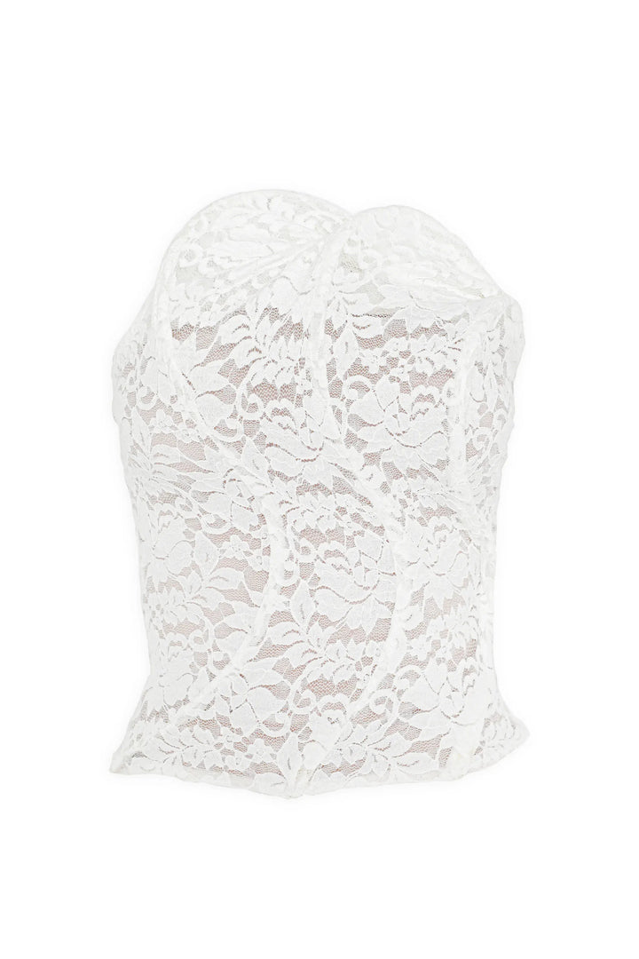 Lucia white lace strapless top, view 4