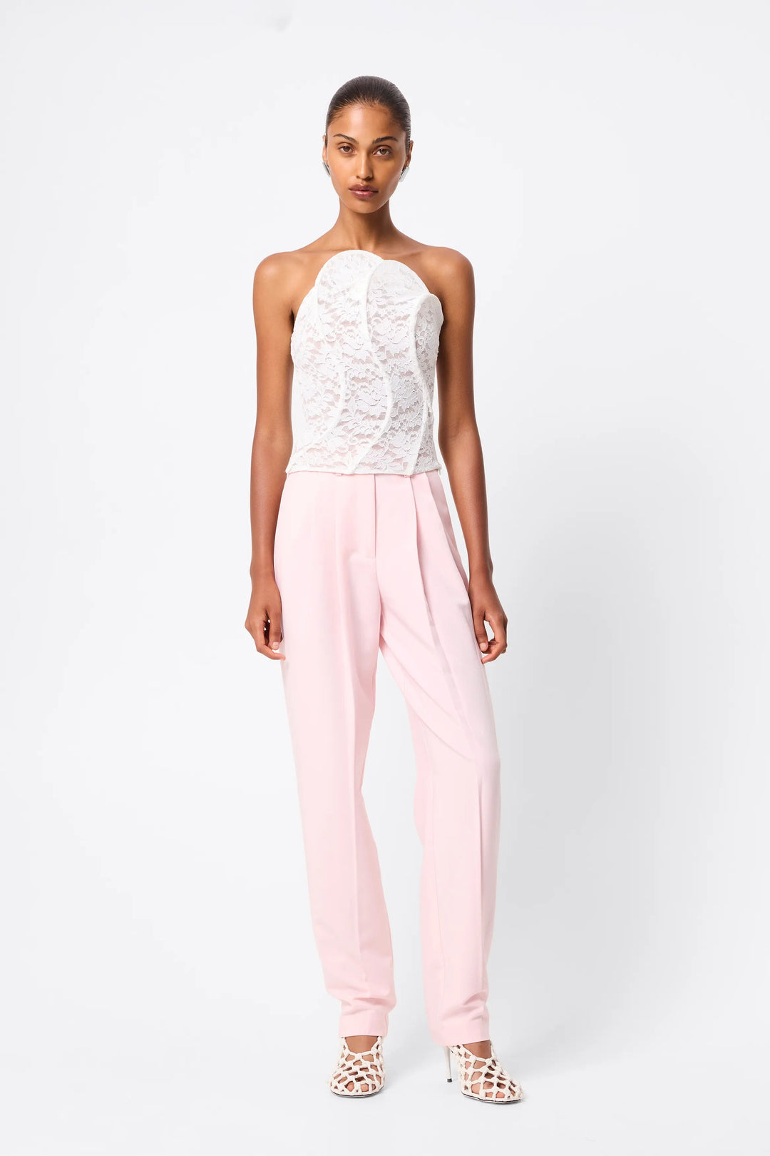 Lucia white lace strapless top