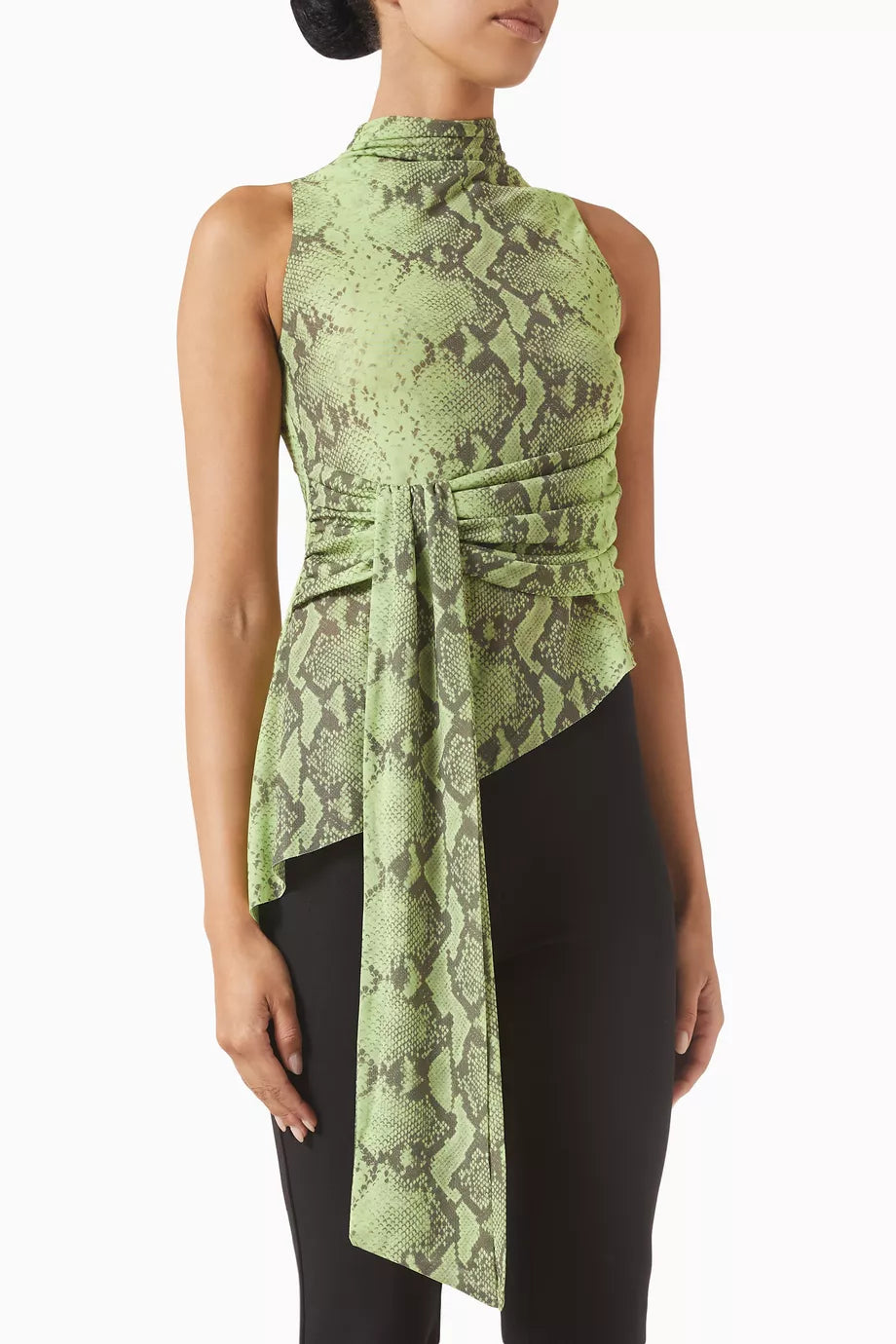 Nirvana mesh high neck top, view 3