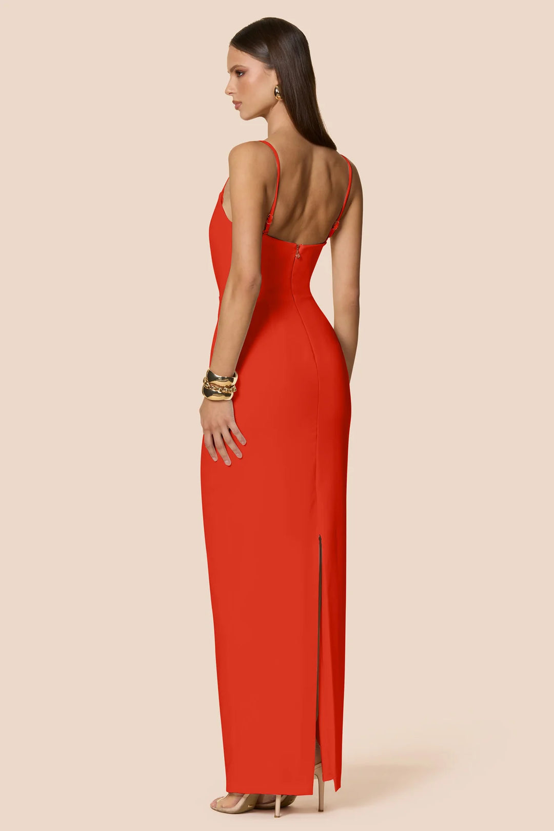 Aaliyah tangerine strapless gown, view 2