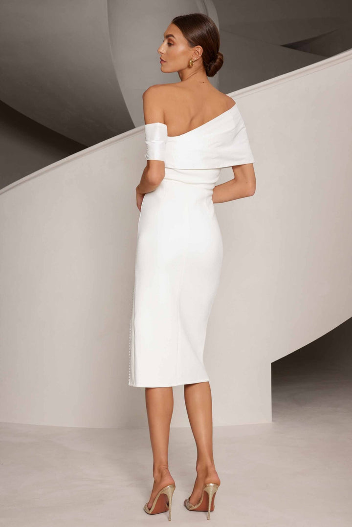 Mira white midi dress, view 3