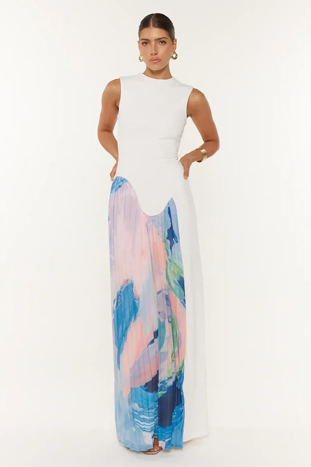 Roma chiffon high neck maxi dress