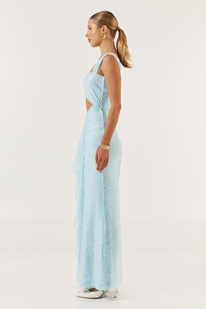 Imogen blue lace cut-out midi dress, view 2