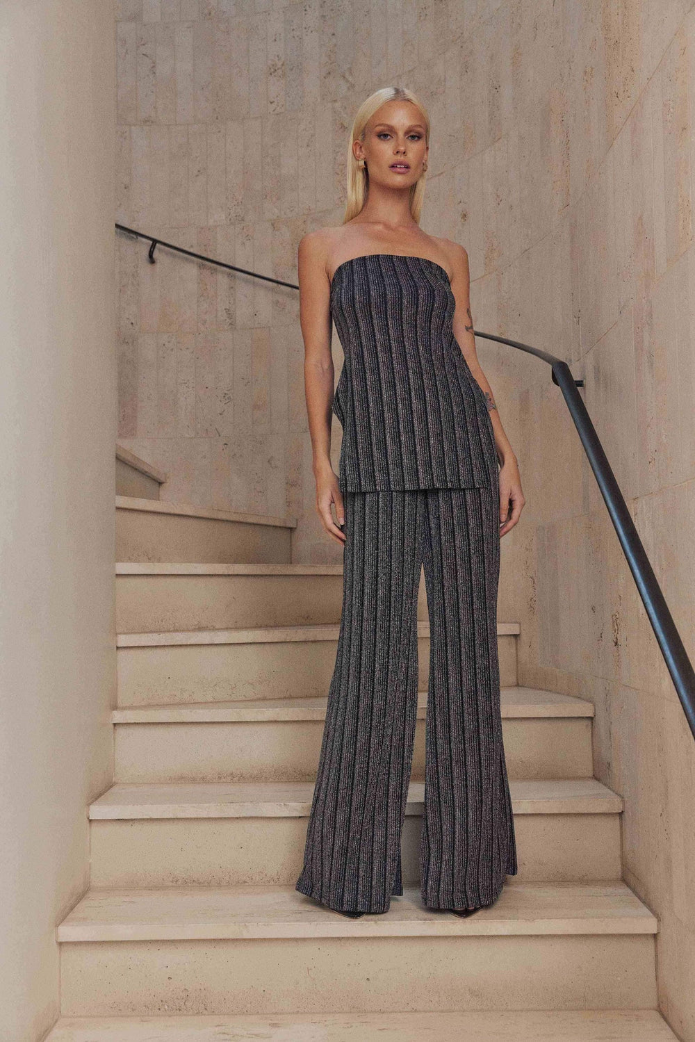 Liberty black stripe strapless set