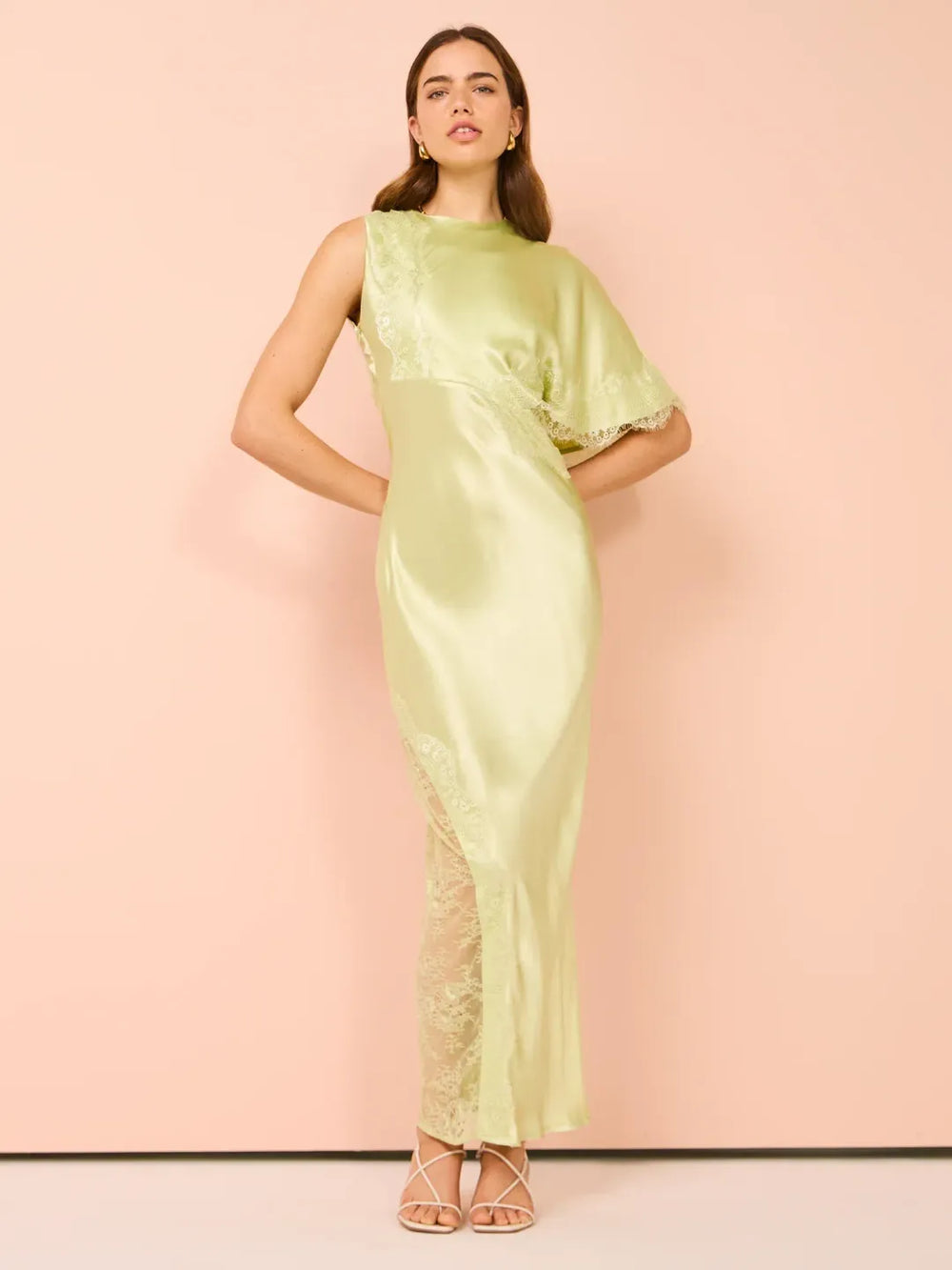Nicky green lace one shoulder maxi dress