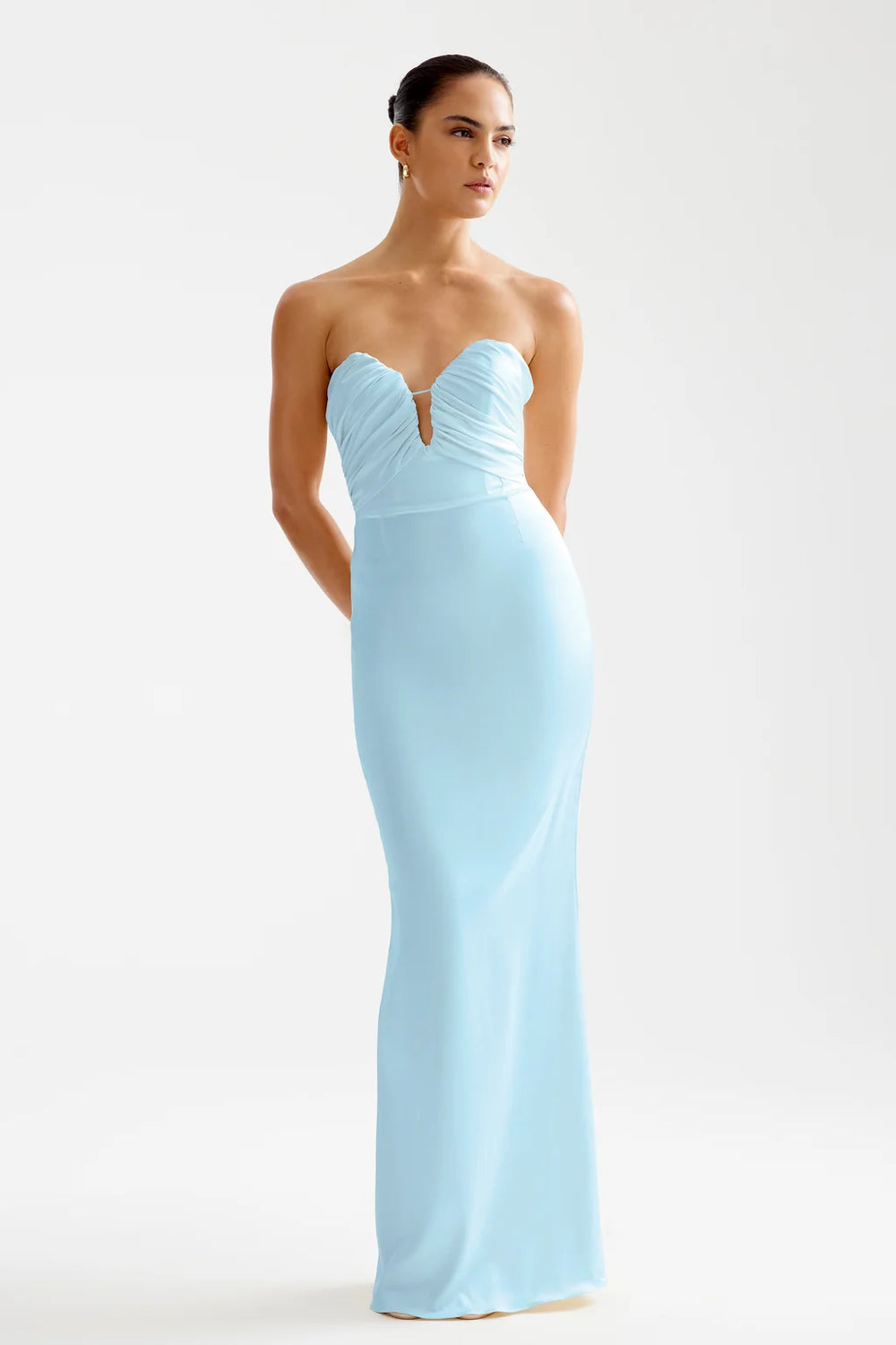 Magnolia blue silk strapless dress