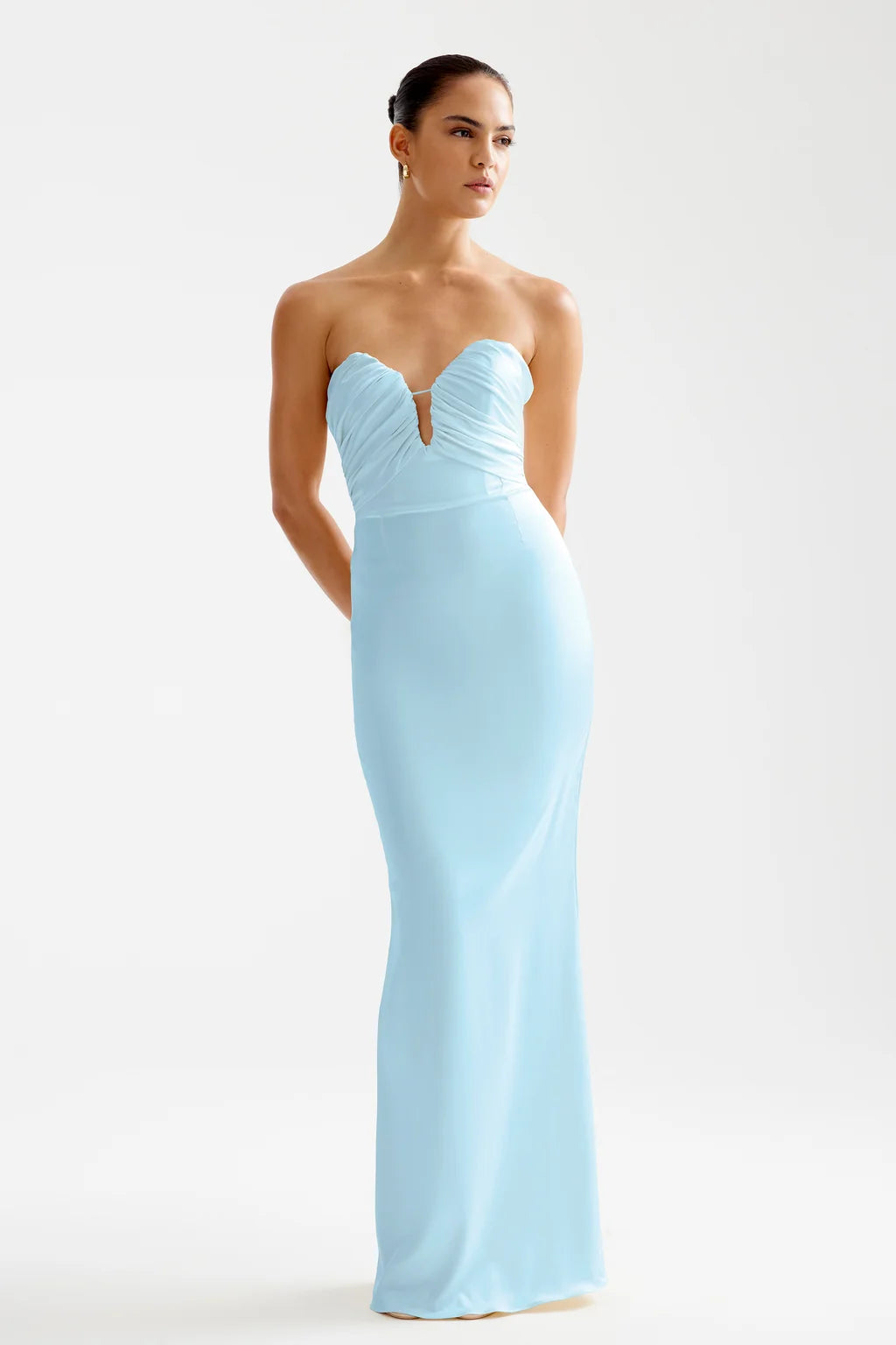 Magnolia blue silk strapless dress
