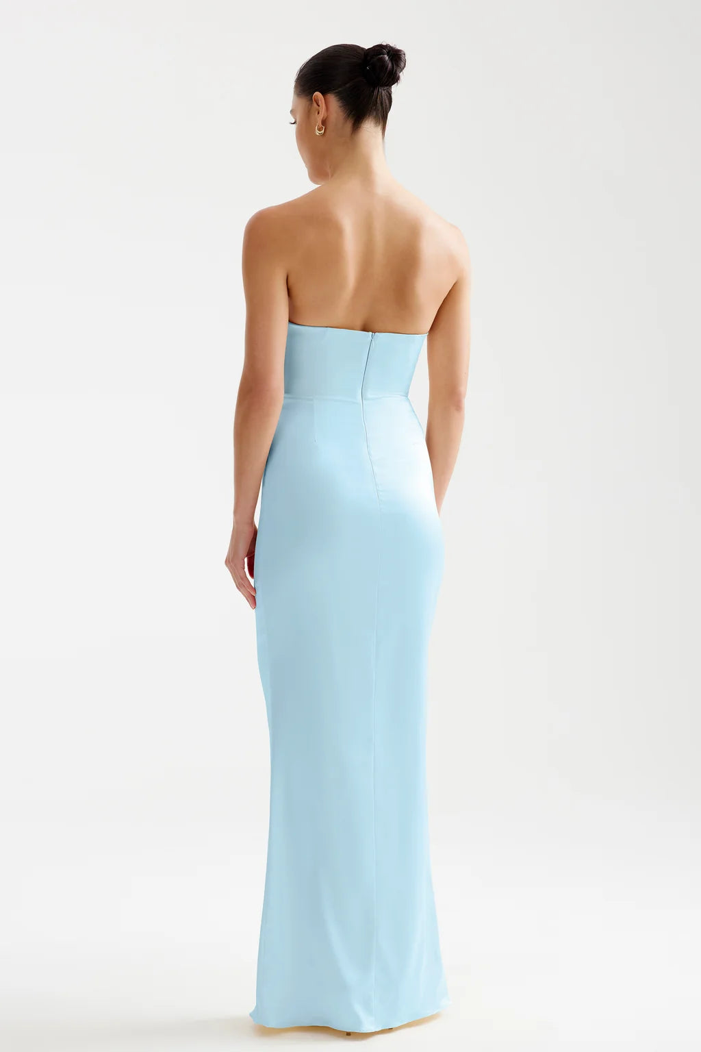 Magnolia blue silk strapless dress, view 2