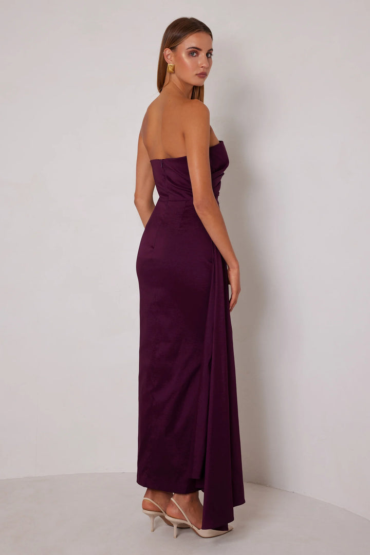 Paulina wine strapless gown, view 2