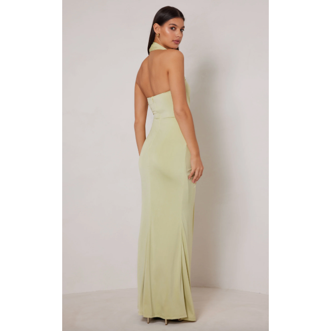 Heidi pistachio halter maxi dress, view 3