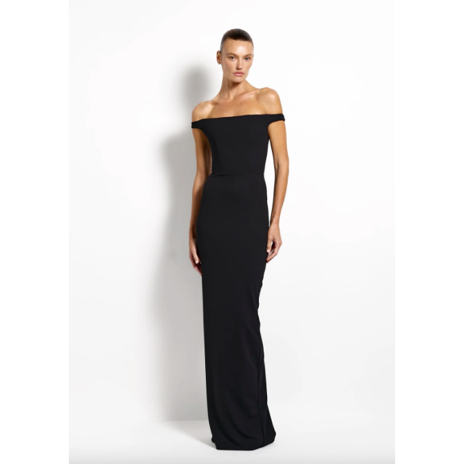 strapless black dress jewelry Taylor Tube Maxi Dress, in Black Luxe Satin, Size: Medium | Show Me Your Mumu