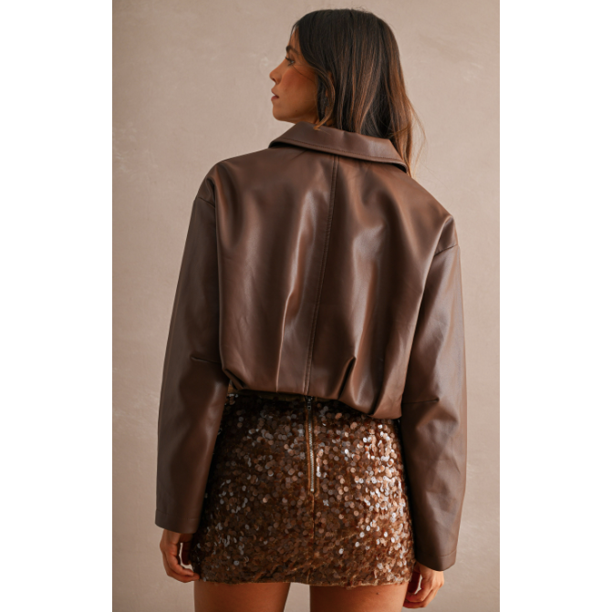 FAUX LEATHER CROPPED JACKET/ ONLINE EXCLUSIVE
