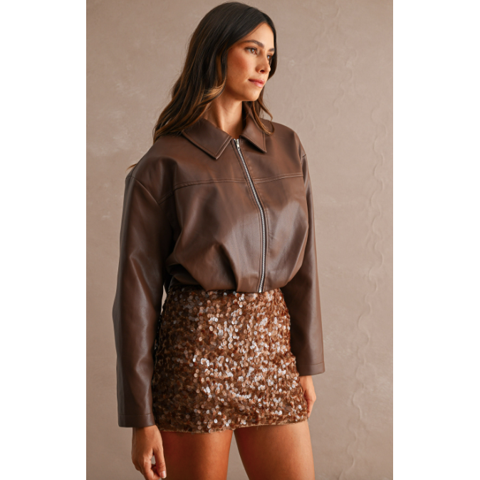 FAUX LEATHER CROPPED JACKET/ ONLINE EXCLUSIVE