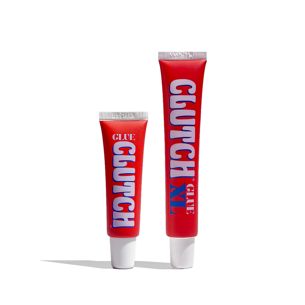 Clutch Glue and Clutch Glue XL tubes on a white background