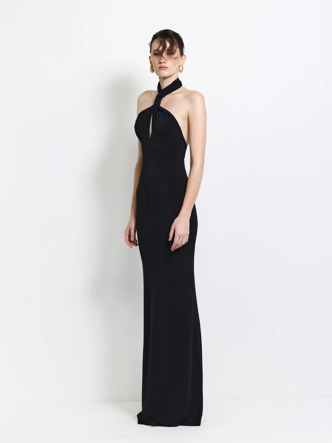 Idella black cut-out gown, view 3