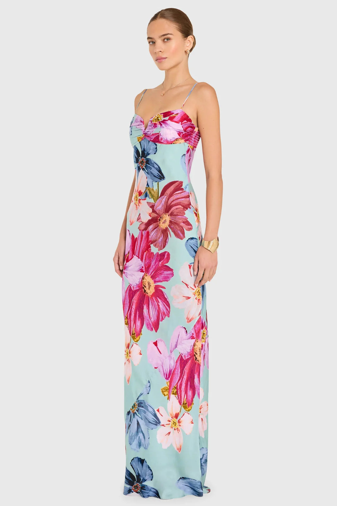 Ira sweetheart floral maxi dress, view 3
